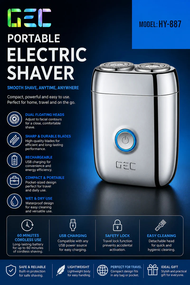 🔥Mini Electric Shaver | Portable Rechargeable Beard Razor Zambeel