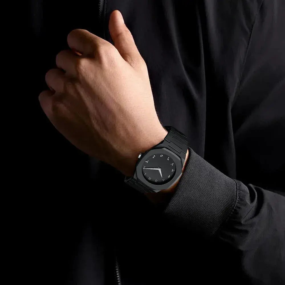 🔥Luxury Stainless Steel Arabic Numeral Watch for Men – Black Quartz Wrist Watch