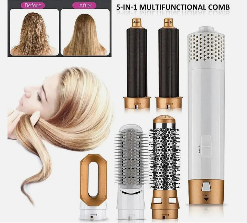 5-in-1 Hair Styler & Hot Air Brush | Curl, Straighten & Volumize - StylesNest Arabia