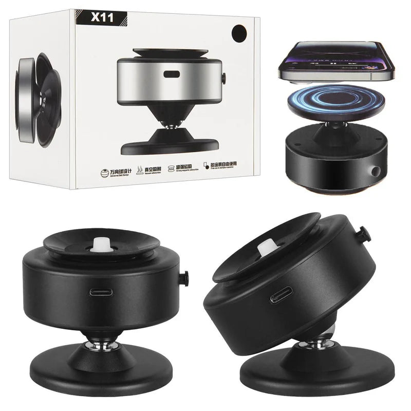 Magnetic Vacuum Phone Holder – Rechargeable Multi-Angle Smartphone Mount