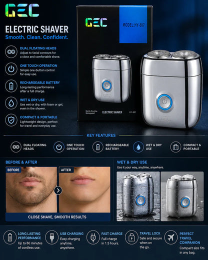 🔥Mini Electric Shaver | Portable Rechargeable Beard Razor Zambeel