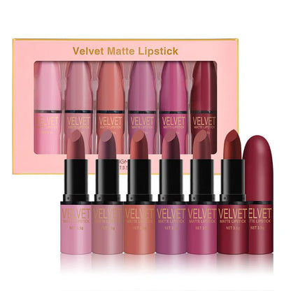Bullet Matte Lipstick Set – 6 Pcs Waterproof Non-Stick Lip Color Kit