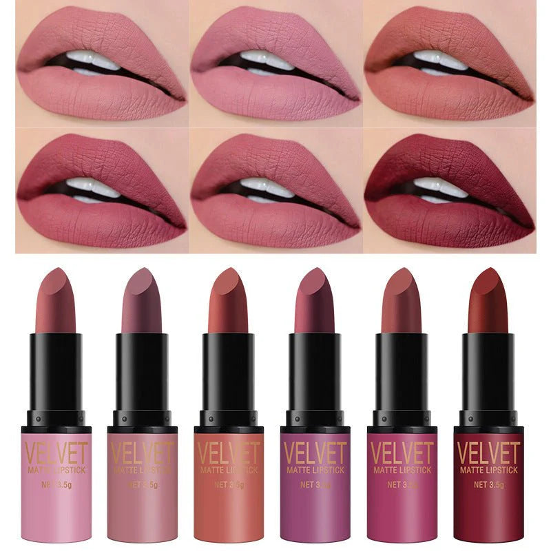 Bullet Matte Lipstick Set – 6 Pcs Waterproof Non-Stick Lip Color Kit