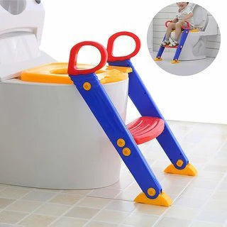 Foldable Kids Toilet Training Ladder Seat with Non Slip Steps and Handrails