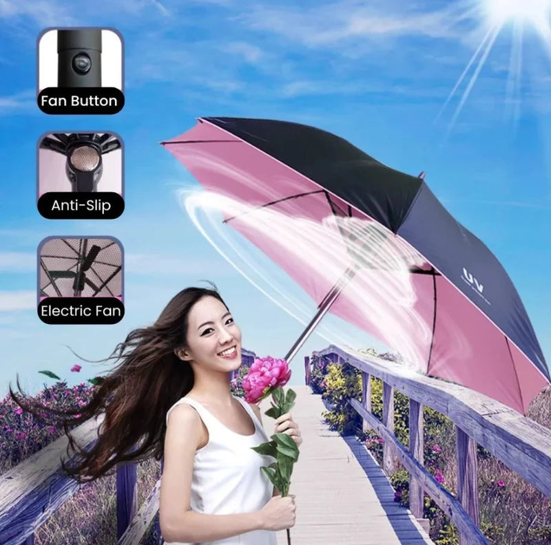 Fan Umbrella – USB Rechargeable Umbrella with Built-In Cooling Fan