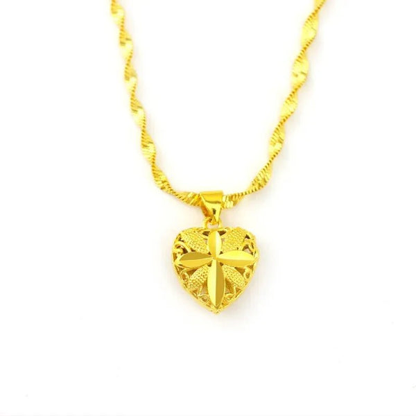 ❤️Heart Shaped Memorial Necklace | Elegant Gold Pendant - StylesNest Arabia