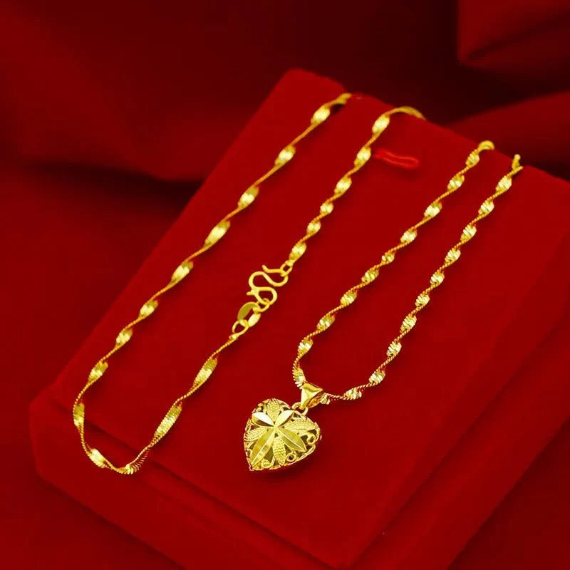 ❤️Heart Shaped Memorial Necklace | Elegant Gold Pendant - StylesNest Arabia