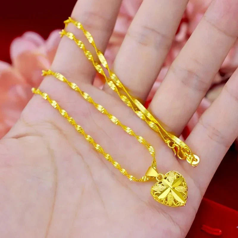 ❤️Heart Shaped Memorial Necklace | Elegant Gold Pendant - StylesNest Arabia