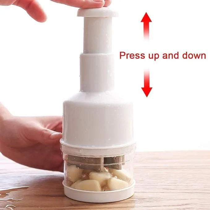 Manual Garlic & Vegetable Chopper | Hand Press Garlic Mincer & Food Cutter Zambeel