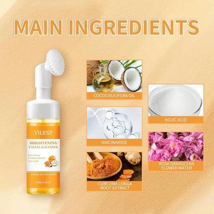 🔥Turmeric Facial Cleanser with Silicone Brush – Brightening Face Wash