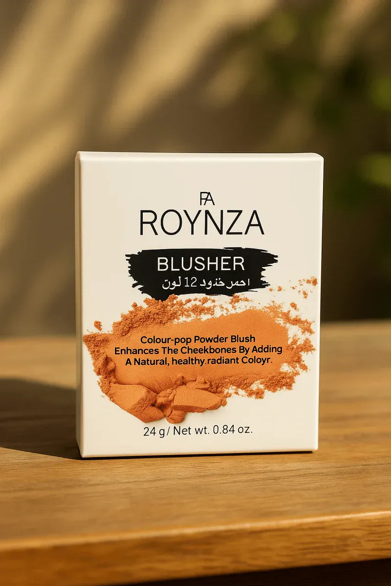 Roynza 12 Color Powder Blush Palette 24g featuring blendable blush shades for a natural, healthy-looking radiant finish.