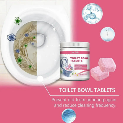 Jue Fish Toilet Bowl Cleaning Tablets (12 Pieces) – Toilet Cleaner & Deodorizer for Fresh, Stain-Free Toilets
