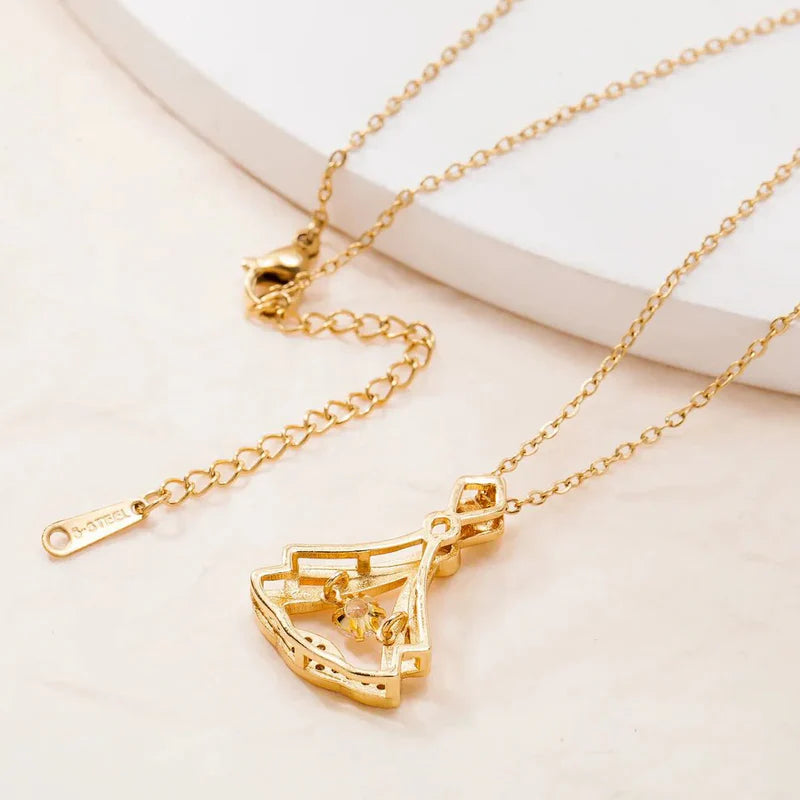 ❤️Rhinestone Pendant Necklace | Elegant Gold Chain Jewelry - StylesNest Arabia