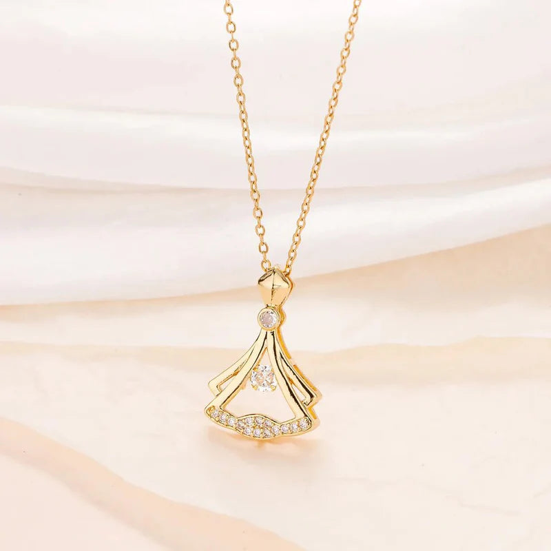 ❤️Rhinestone Pendant Necklace | Elegant Gold Chain Jewelry - StylesNest Arabia